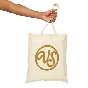 VS Canvas Tote Bag – Retro Monogram & Script Logo Cotton Everyday Shopper