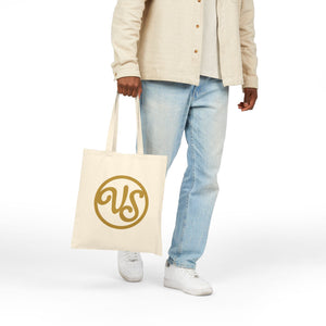 VS Canvas Tote Bag – Retro Monogram & Script Logo Cotton Everyday Shopper