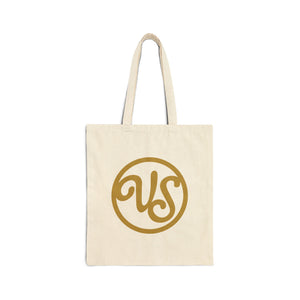 VS Canvas Tote Bag – Retro Monogram & Script Logo Cotton Everyday Shopper