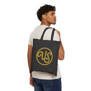 VS Canvas Tote Bag – Retro Monogram & Script Logo Cotton Everyday Shopper