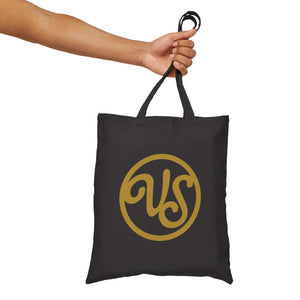 VS Canvas Tote Bag – Retro Monogram & Script Logo Cotton Everyday Shopper