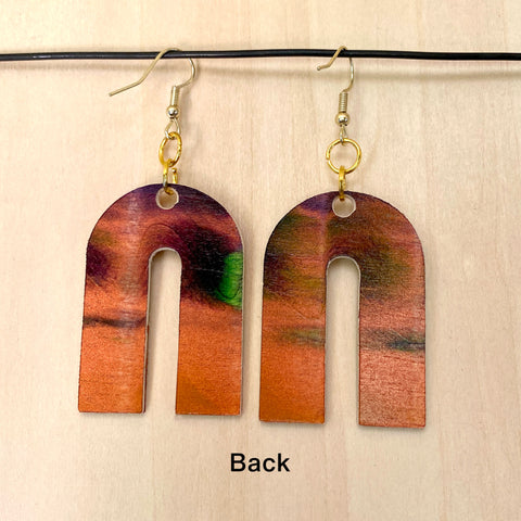 Wood Earrings #3 Hand Painted - Wishbone