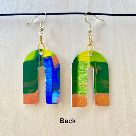 Wood Earrings #2 Hand Painted - Wishbone